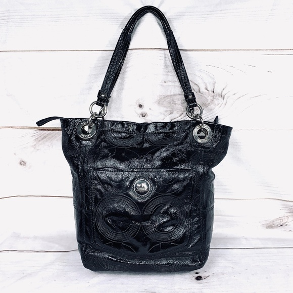 Coach Handbags - |•COACH•| Alex Black Patent Leather Bucket Bag